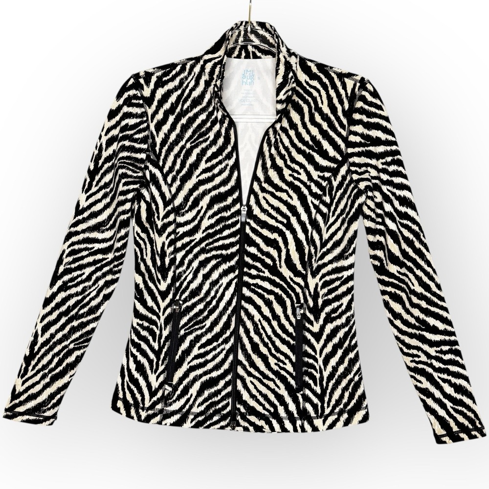 J.McLaughlin Billie Catalina Cloth Animal Print Zip Track Jacket size Small
